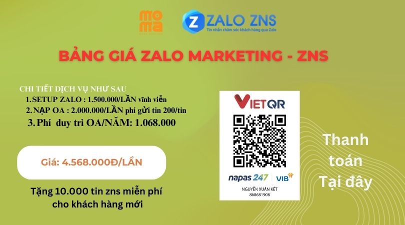 3 BƯỚC ĐĂNG KÝ DỊCH VỤ ZNS ZALO MOMA MIỄN PHÍ MIỄN PHÍ